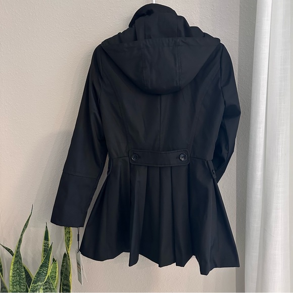 Calvin Klein Petite trench coat hooded double breasted skirted raincoat - Picture 9 of 16